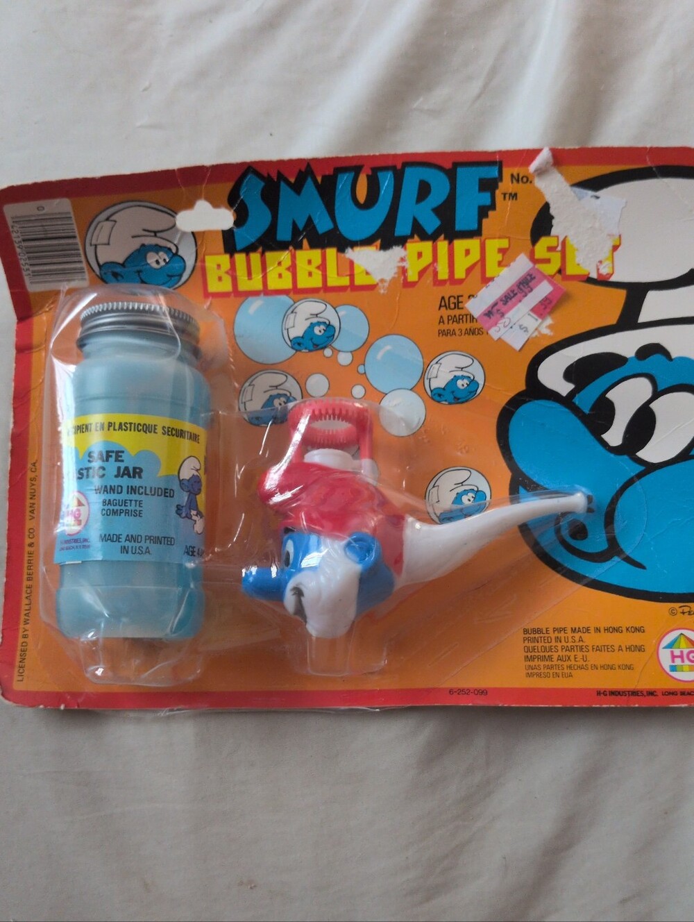 Vintage 1981 Smurf Bubble Pipe Set HTF RARE